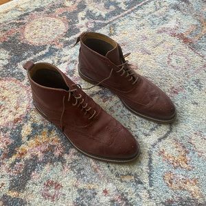 Men’s Leather Laceup Wing Tip Boots Wedding Shoes